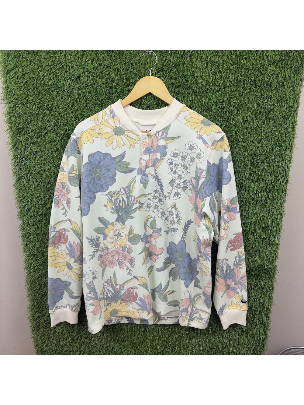Nike Dri-FIT Floral All Over Print Pullover Hoodie Mint Green Size Medium